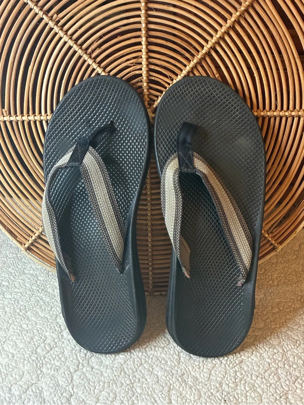 Chaco Black Flip-Flop Sandals with Gray Straps